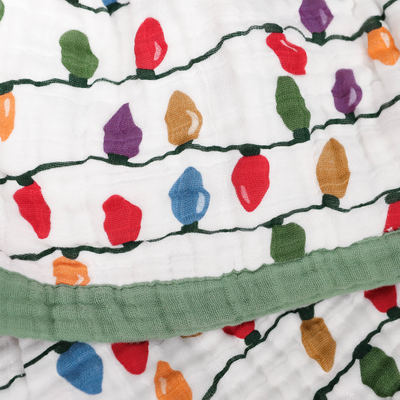 Cotton Muslin Baby Quilt - Christmas Bulbs