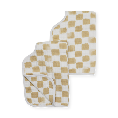 Cotton Muslin Burp Cloth 2 Pack - Adobe Checker