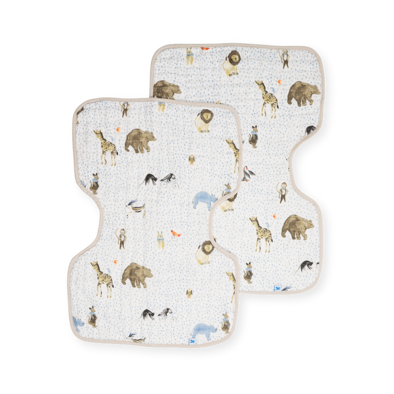 Cotton Muslin Burp Cloth 2 Pack - Party Animals