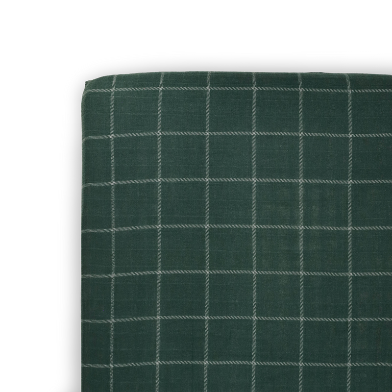 Cotton Muslin Crib Sheet - Evergreen Plaid