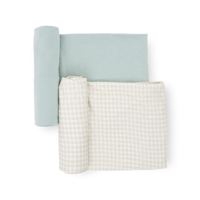 Stretch Knit Swaddle Blanket 2 Pack - Frost Green