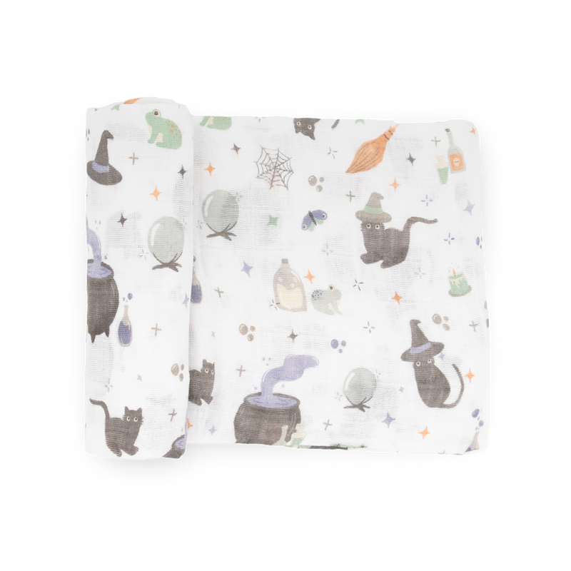 Cotton Muslin Swaddle Blanket - Cats and Cauldrons