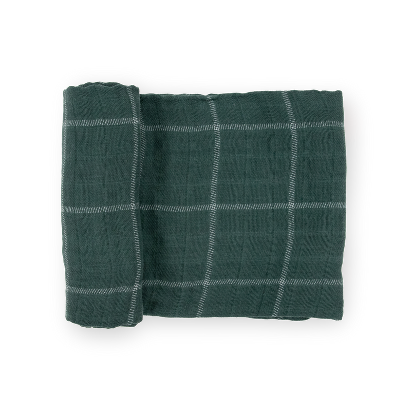 Cotton Muslin Swaddle Blanket - Evergreen Plaid