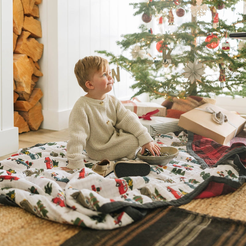 Cotton Muslin Quilted Throw - Holiday Haul