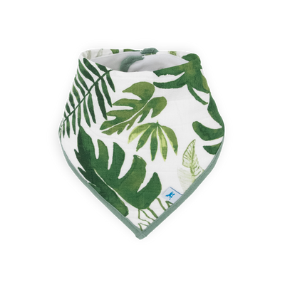 Cotton Muslin + Fleece Bandana Bib 4 Pack - Tropical Leaf