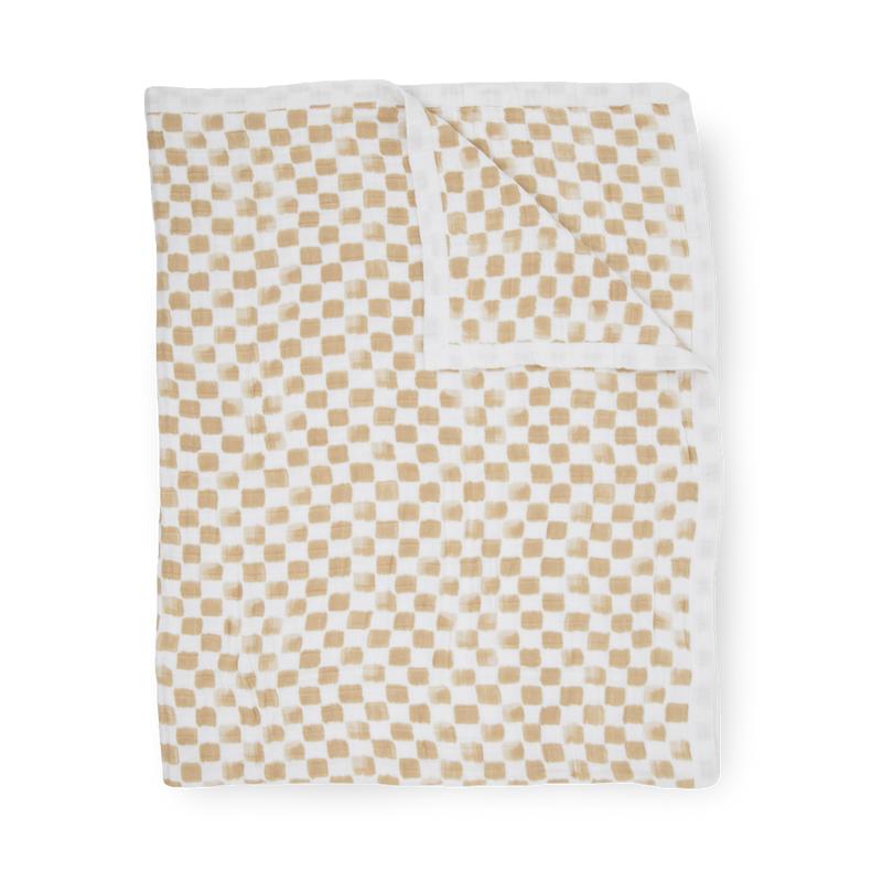 Cotton Muslin Quilted Throw - Adobe Checker
