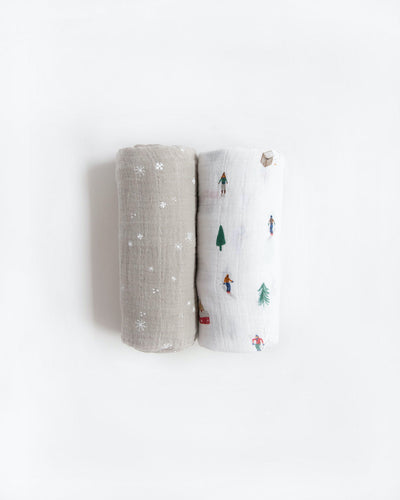 Cotton Muslin Swaddle 2 Pack Set - Powder Party