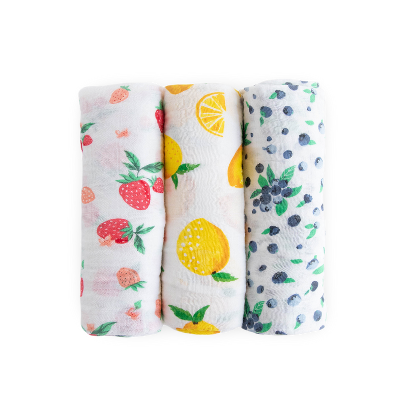 Cotton Muslin Swaddle Blanket 3 Pack - Berry Lemonade