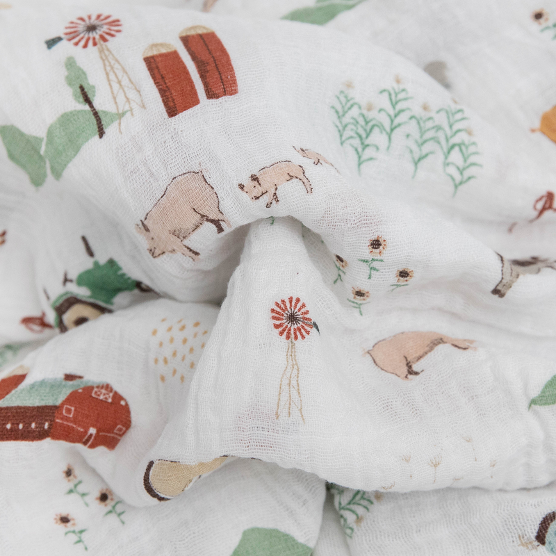 Cotton Muslin Swaddle Blanket 3 Pack - Farmyard