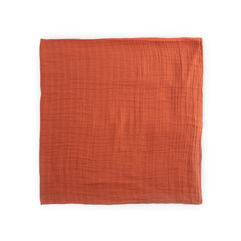 Cotton Muslin Swaddle Blanket - Rust