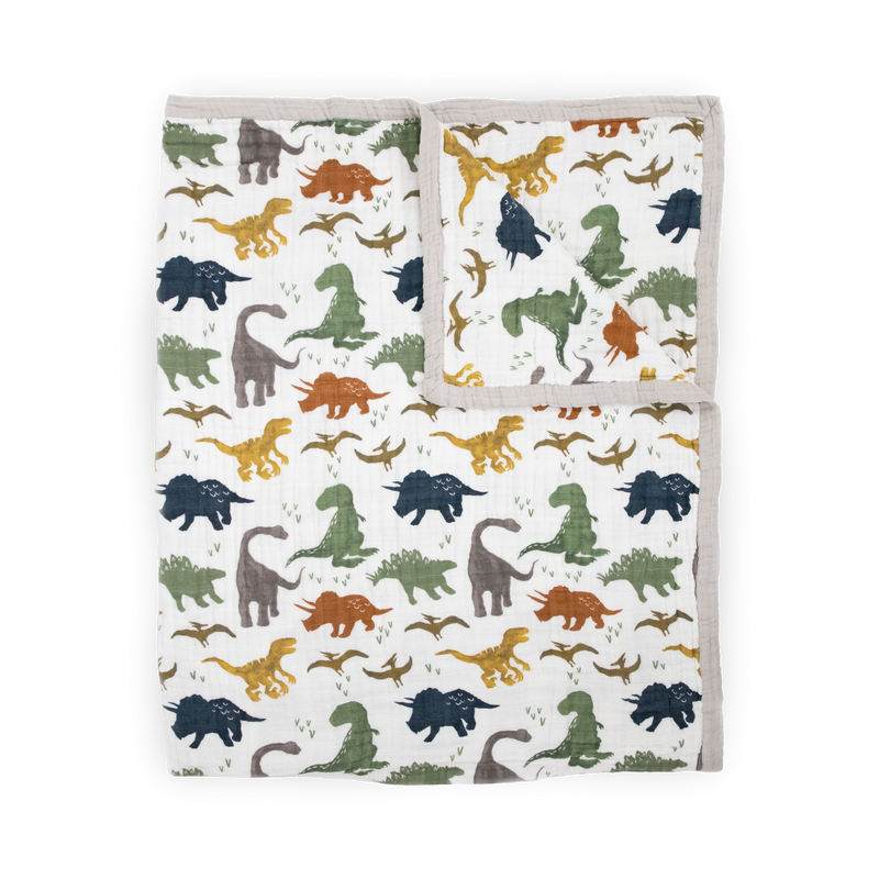 Cotton Muslin Quilted Throw - Dino Friends