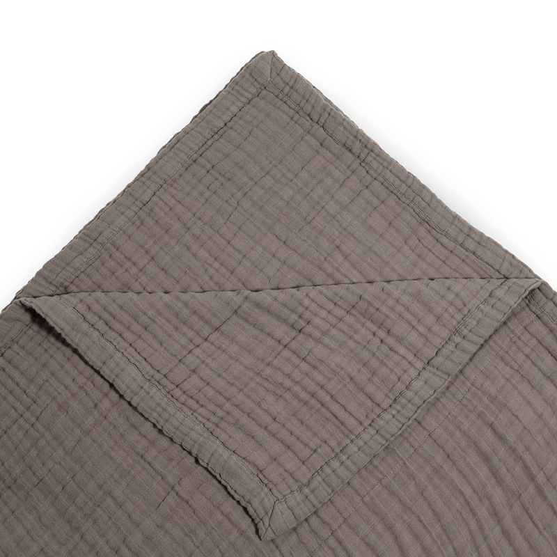 Cotton Muslin Quilted Throw - Mocha