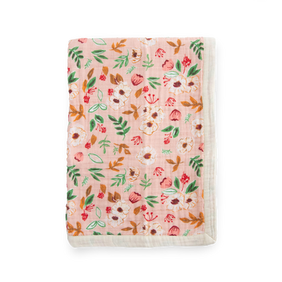Cotton Muslin Baby Quilt - Vintage Floral