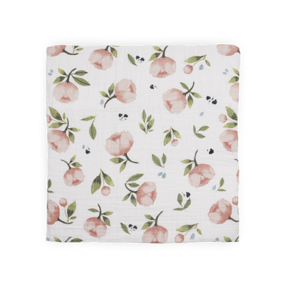 Organic Cotton Muslin Swaddle Blanket - Watercolor Floret