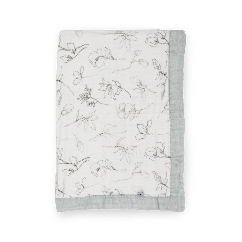 Organic Cotton Muslin Baby Quilt - Pencil Floral