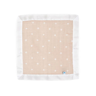 Cotton Muslin Security Blanket 3 Pack - Taupe Cross