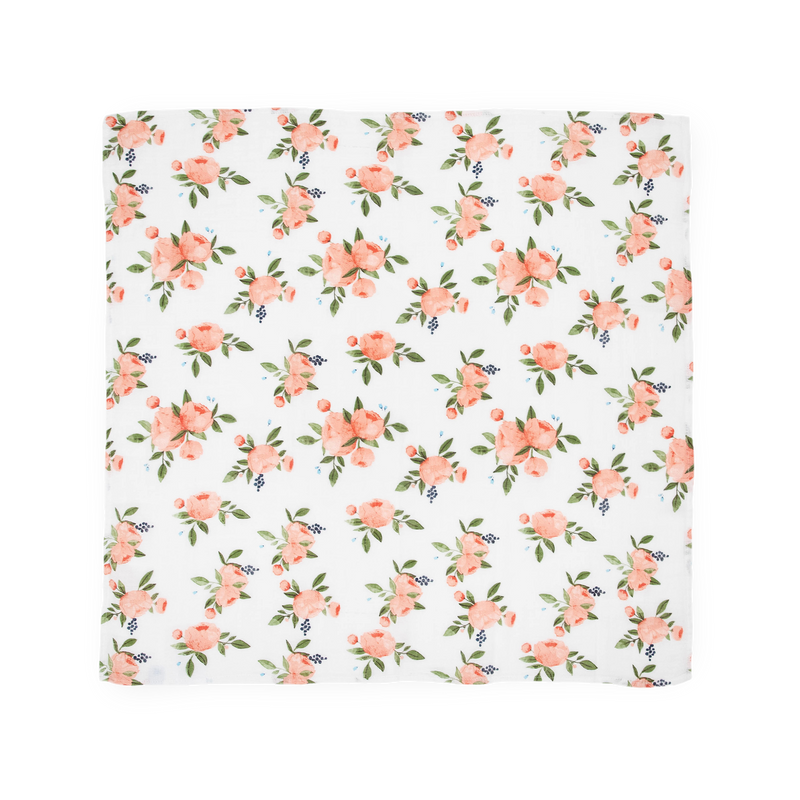 Cotton Muslin Squares 4 Pack - Watercolor Roses