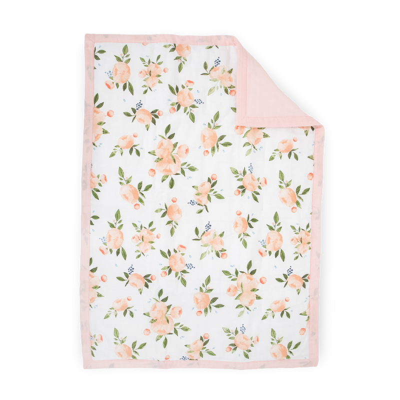 Cotton Muslin Toddler Comforter - Watercolor Roses Grande