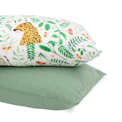 Cotton Muslin Pillowcase 2 Pack - Mighty Jungle