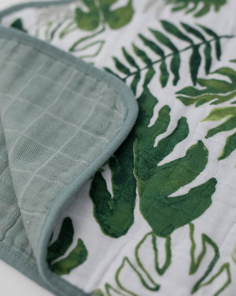 Cotton Muslin Burp Cloth - Tropical Leaf