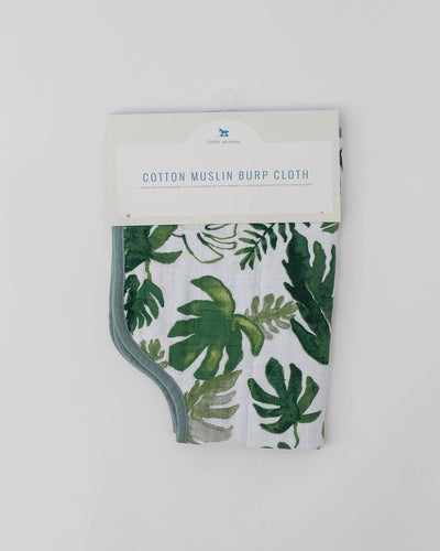 Cotton Muslin Burp Cloth - Tropical Leaf