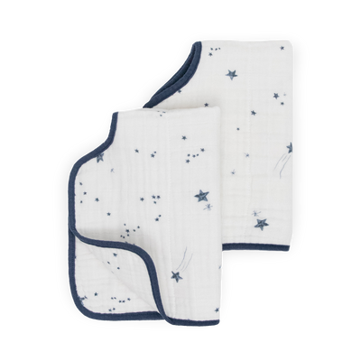 Cotton Muslin Burp Cloth 2 Pack - Shooting Stars
