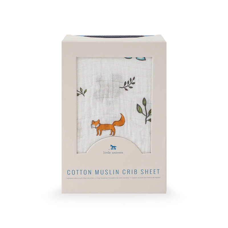 Cotton Muslin Crib Sheet - Forest Friends