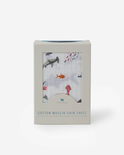 Cotton Muslin Crib Sheet - Shark