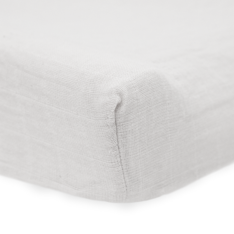 Organic Cotton Muslin Changing Pad Cover - White